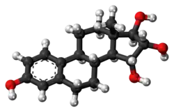 Ball-and-stick model of the estetrol molecule