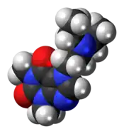 Ball-and-stick model of the etamiphylline molecule