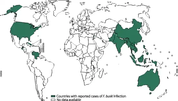 Global distribution of fasciolopsiasis[16]