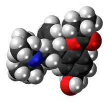 Space-filling model of the fesoterodine molecule