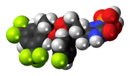 Space-filling model of the fosaprepitant molecule