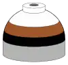 Illustration of cylinder shoulder painted in brown, black and white bands for a mixture of helium, nitrogen and oxygen