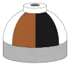 Illustration of cylinder shoulder painted in brown, black and white sixths for a mixture of helium, nitrogen and oxygen.