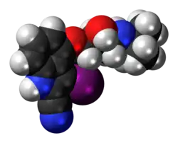 Space-filling model of the iodocyanopindolol molecule