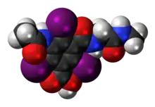Space-filling model of the ioglicic acid molecule