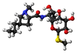 Ball-and-stick model of lincomycin