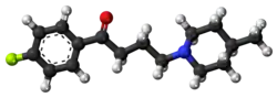 Space-filling model of the melperone molecule