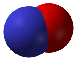 Space-filling model of nitric oxide