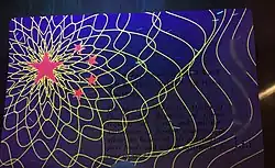 Anti-counterfeiting design of a Chinese passport glows under blacklight.