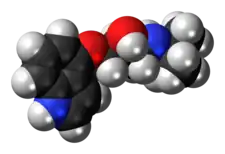 Space-filling model of the pindolol molecule