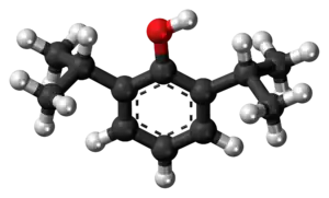 Ball-and-stick model of propofol