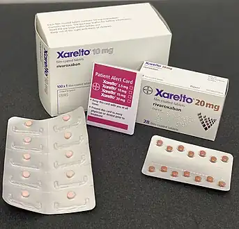 Rivaroxaban (Xarelto), 10 and 20mg tablets with alert card