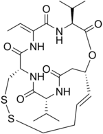 Skeletal formula of romidepsin