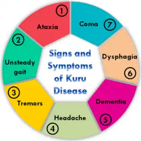 Figure shows signs and symptoms of Kuru disease.