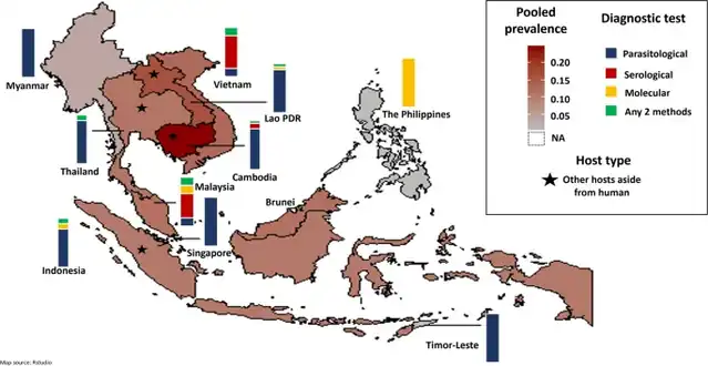 Pooled prevalence of S. stercoralis in Southeast Asia[50]
