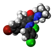 Space-filling model of the surinabant molecule