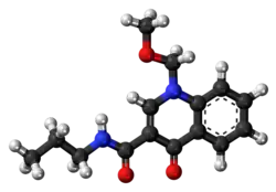 Ball-and-stick model of the terbequinil molecule