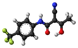 Ball-and-stick model of the teriflunomide molecule