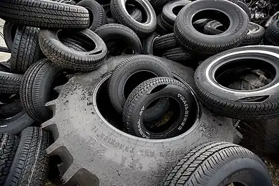 Used tires often hold stagnant water and are a breeding ground for many species of mosquitoes. Some species such as the Asian tiger mosquito prefer manmade containers, such as tires, in which to lay their eggs. The rapid spread of this aggressive daytime feeding species beyond their native range has been attributed to the used tire trade.[82][93]