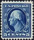 5-cent stamp with a profile of Washington