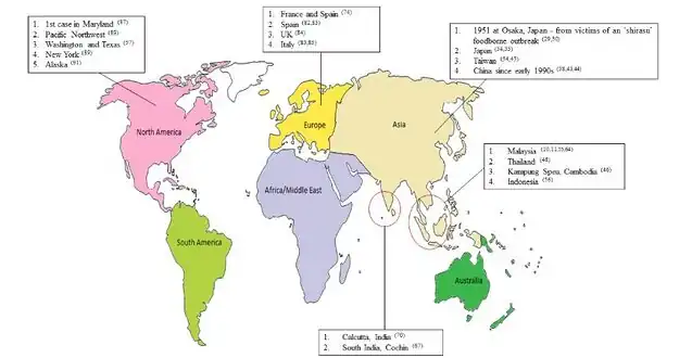 V. parahaemolyticus epidemiology around the world[17]