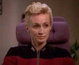 Nechayev aboard the Enterprise-D (2369)