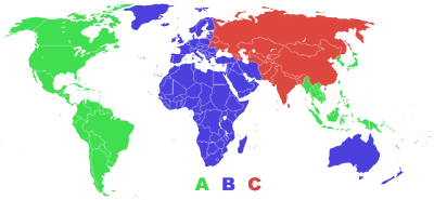 A map of the world's Blu-ray regions.