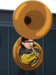Barnes playing sousaphone