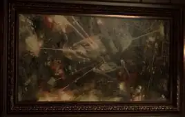 A painting of the World Razer destroying a Borg cube