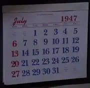 Calendar, July 1947