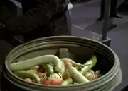 Cargo container with vegetables