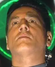 Chakotay wearing a neuro-transceiver