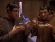 Data and Picard eat soup on Romulus