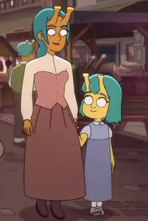 A female Dilmerian with a child