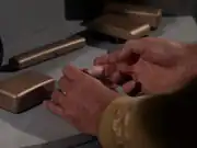 Evil Kirk using make-up