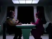 Guinan introduces Worf to prune juice