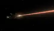 Hirogen ship firing phasers