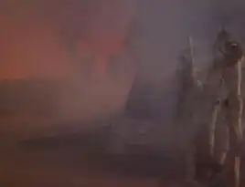 The shuttle from the USS Honshu on a planetoid