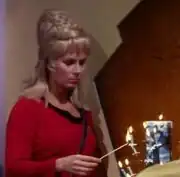 Janice Rand with candelabra