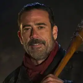 Jeffrey Dean Morgan as Negan in The Walking Dead with his beloved base ball bat, "Lucille"