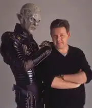 ...(top) with a Reman soldier during production of Nemesis