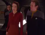 Julian Bashir, Kira Nerys, and Miles O'Brien, 2375