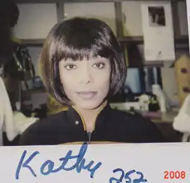 Kathy on a continuity polaroid from TNG "Descent"