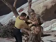 Kirk using his double handed punch