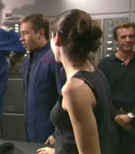 Watson on set (right)