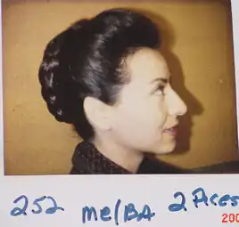 Melba Gonzalez on a continuity Polaroid for the episode "Descent"