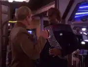 Odo and Worf in the replimat