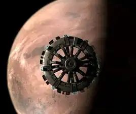 The Orpheus Mining Complex approaching Mars in 2155