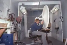 Paul Olsen working on USS Enterprise studio model