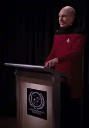 Picard behind lecture